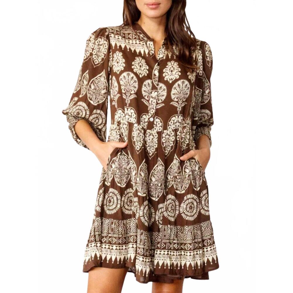 NEW RUBYYAYA jaipur midi dress in brown